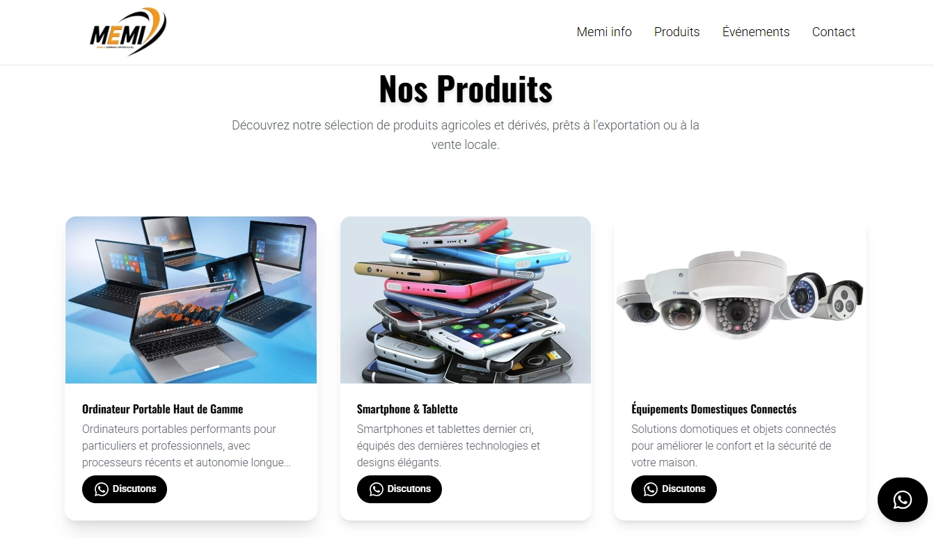 interface du projet Memila compagny